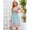 Coolmee Women's Summer Floral Dress V Neck Flutter Sleeve Bohemian Dress Casual Smocked Swing Mini Dress - 2 of 4