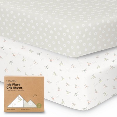 Image of KeaBabies 2pk Isla Fitted Crib Sheets for Boys, Girls, 52x28 Baby Crib Sheet, Fits Standard Nursery Crib Mattresses (Meadow)