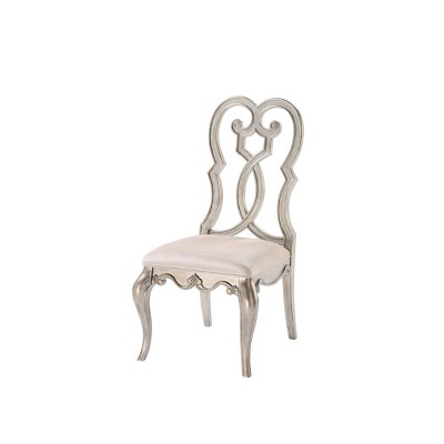 Esteban Ivory Velvet Upholstered Side Chair with Wood Accents