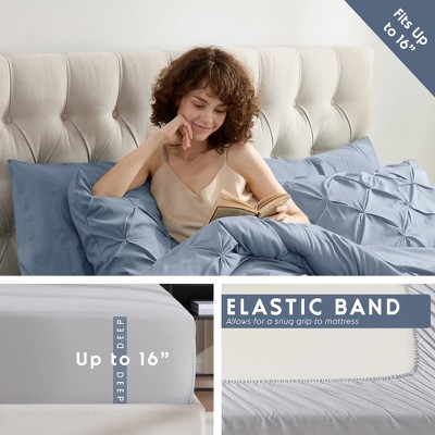 Stone Blue Queen Reversible Microfiber Bed in a Bag Set