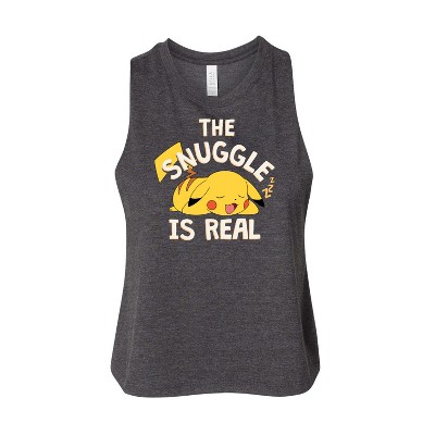 Women's Pokémon The Snuggle Pikachu Graphic Racerback Tank - Heather Charcoal - Medium