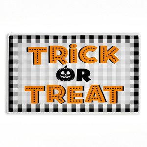 Stupell Industries Trick Or Treat Over Gingham Printed Plush Bath Mat And Bath Rug, Design By Marcus Prime, 18"X30" - 1 of 4