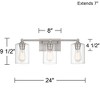 360 Lighting Billings Modern Wall Light Brushed Nickel Hardwired 24" 3-Light Fixture Clear Glass Cylinder Shades for Bedroom Bathroom House - 4 of 4