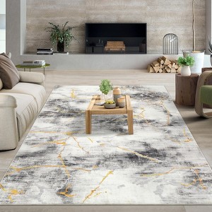 Washable Runner Rug – Modern Non-Slip Abstract Marbled Indoor Carpet for Kitchen, Hallway, Bathroom - 1 of 4