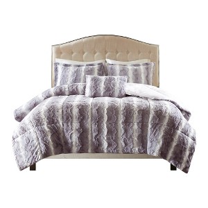 Gracie Mills Shawn 4-Peice Soft Faux Fur to Mink Comforter Set - 1 of 3