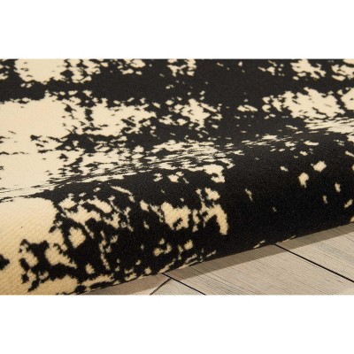 Contemporary Checkered Cream/Black Synthetic 5' x 7' Area Rug