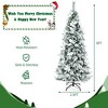 Costway 6ft Snow Flocked Christmas Pencil Tree W/ Berries & Poinsettia ...