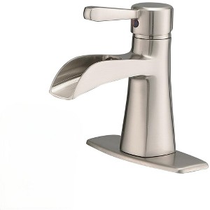 BWE Waterfall Single Hole Single-Handle Low-Arc Bathroom Sink Faucet With Pop-up Drain Assembly - 1 of 4