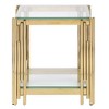 20" Polished Gold Stainless Steel Square End Table with Tempered Glass Top for Living Room and Bedroom - 2 of 4