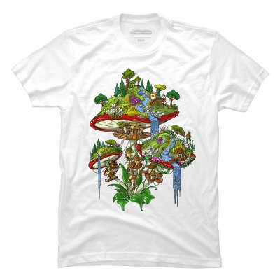 Men's Design By Humans Magic Mushrooms Island By underheaven T-Shirt