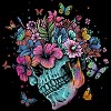 Boy's Design By Humans Floral Butterfly Skull Funny Halloween Costume Hippie Flower By JeilJersey T-Shirt - 2 of 4