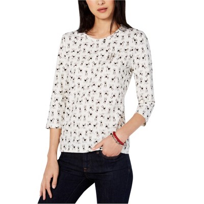 I.N.C International Concepts Womens Lace Up Basic T-Shirt, White, X-Small