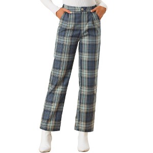 INSPIRE CHIC Women's Plaid Elastic Waist Casual Work Office Long Pants - 1 of 4