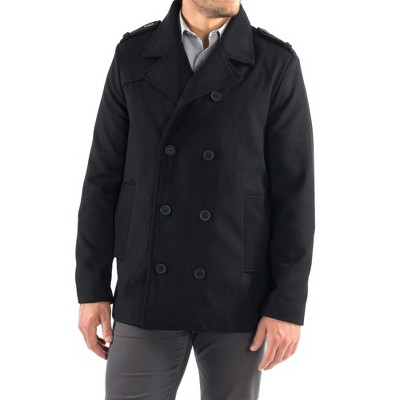 Мужские куртки Alpine Swiss Jake Mens Wool Pea Coat Double Breasted Jacket Black XL — фото 8