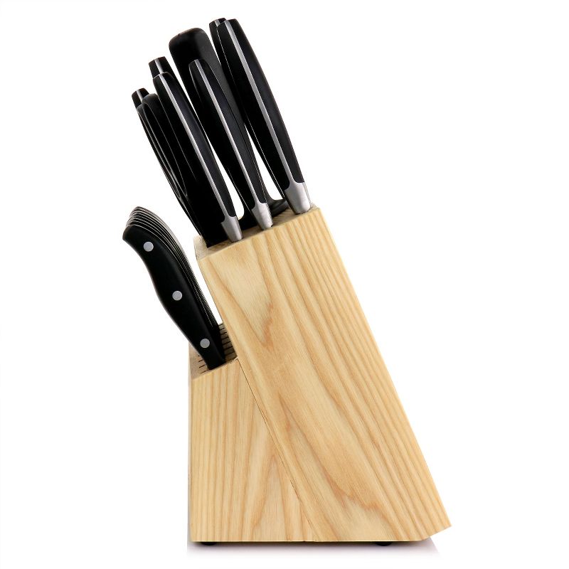 Kenmore Elite 18 Piece Stainless Steel Cutlery and Wood Block Set in Black, 3 of 9