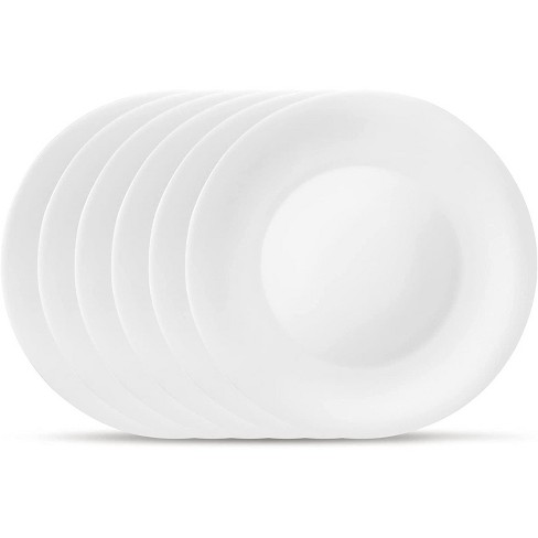 Bormioli Rocco 6- Piece White Moon 10.6 Inch Dinner Plate Tempered Opal  Glass Dishes, Dishwasher & Microwave Safe, Made In Spain