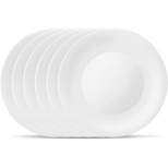Bormioli Rocco 6- Piece White Moon 10.6 Inch Dinner Plate Tempered Opal Glass Dishes, Dishwasher & Microwave Safe, Made In Spain