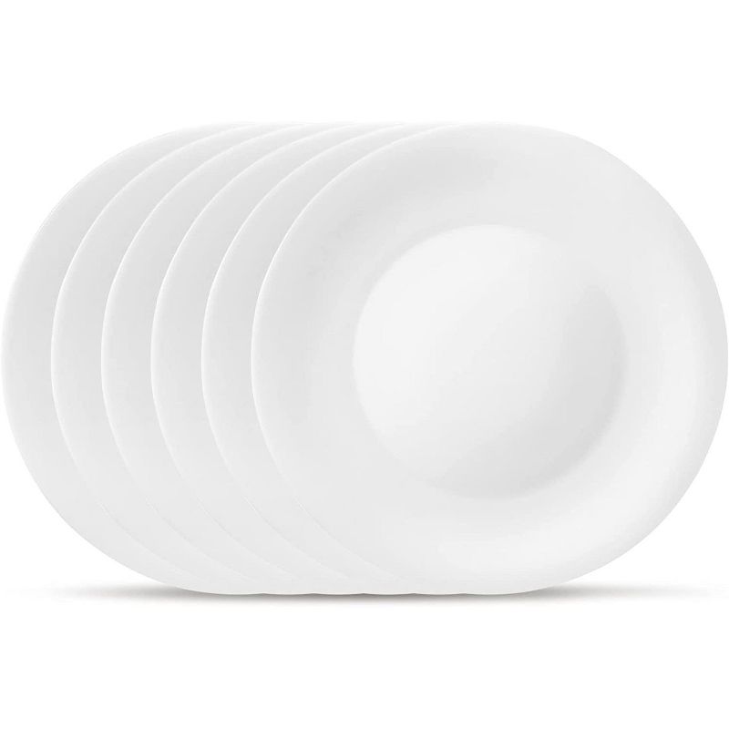 Bormioli Rocco 6- Piece White Moon 10.6 Inch Dinner Plate Tempered Opal Glass Dishes, Dishwasher & Microwave Safe, Made In Spain, 1 of 8