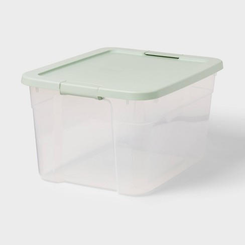 Sterilite 66 Qt. Clear Plastic Latch Box, Blue Latches with Clear