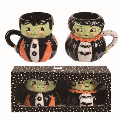 Transpac Ceramic Multicolor Halloween Mr and Mrs Frank Mug in Box Set of 2