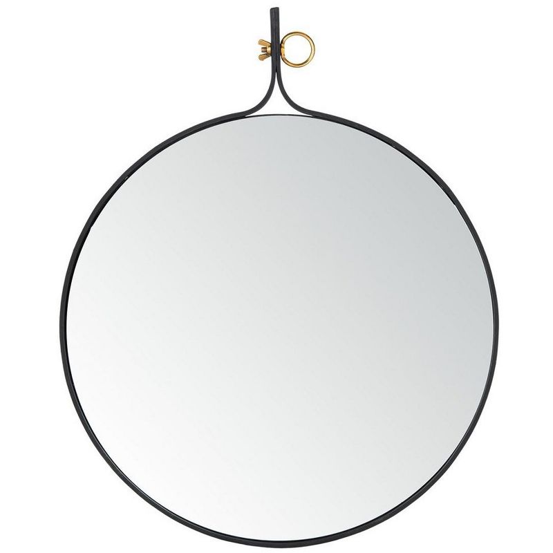 Chandlen 30-Inch Black Matte Round Wood Accent Mirror