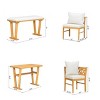 6 PCS Farmhouse Style Modular Dining Set, Dining Table with Bench and Chairs, Rubber Wood Frame Chairs with Polyester Cushion-Coolbibila - 4 of 4