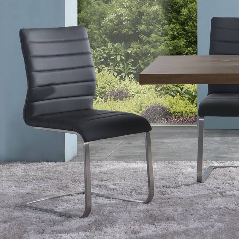 Set of 2 Fusion Contemporary Side Dining Chair Gray And Stainless Steel - Armen Living, 4 of 6