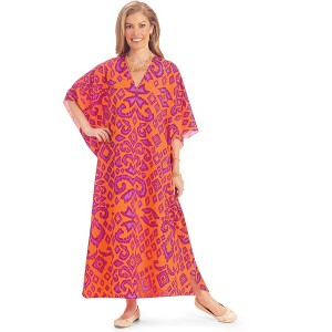 Collections Etc Bright Swirl Print Easy-to-Wear Caftan - 1 of 4