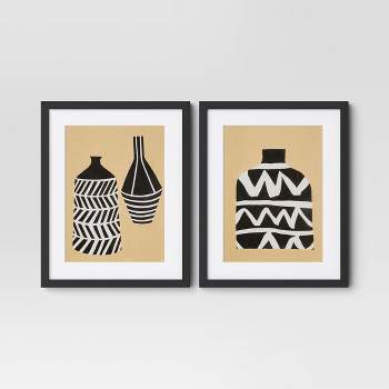 (Set of 2) 16" x 20" Vase Set I and II Framed Decorative Wall Art Set with Mat - Threshold™