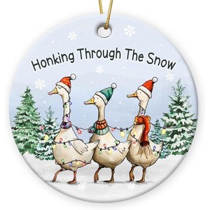 Lomsoe Duck Ornaments for Christmas Tree Christmas Ceramic Ornament Duck Lovers Gift Farm Animal Ornaments for Xmas Tree Decor Christmas Gift - 1 of 4