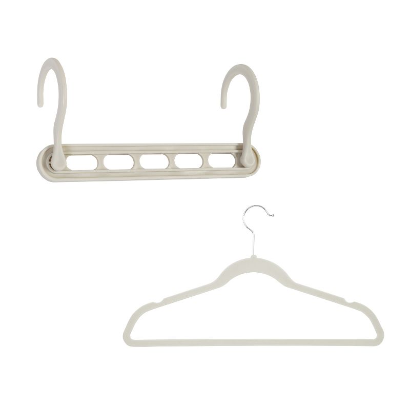 Honey-Can-Do Set of 5 Collapsible Hangers and 50 Velvet Non-Slip Hangers White, 1 of 7