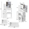 FONTOI Bedside Cabinet Vanity Table&Cushioned Stool, Fashionable Dresser with Sliding Mirror for Bedroom Small Space, White, 12.6"*50.4"*29.2" - 3 of 4