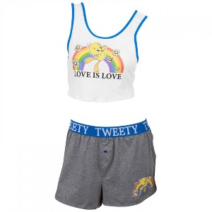 Womens Looney Tunes Tweety Bird Love is Love Tank and Shorts Sleepwear Set - Medium - 1 of 3