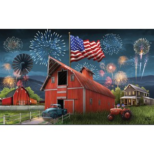 Briarwood Lane Summer 4th of July Doormat 30x18 Indoor Outdoor American Celebration Barn For 4th of July Doormat - 1 of 4