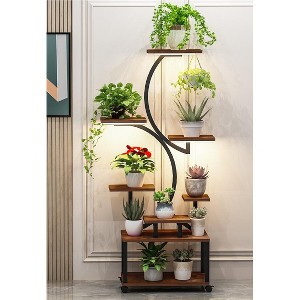 Plant Stand with Grow Lights, 8 Tiered Indoor Plant Shelf, 61" Tall Plant Stand for Indoor Plants Multiple, S-Shaped Plant Rack for Home - 1 of 1