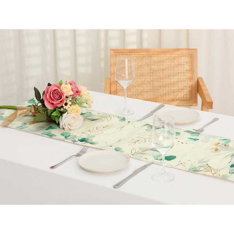 Unique Bargains Green Leaf Farmhouse Burlap Kitchen Table Runner 13x71 Inches 1Pc, 2 of 6