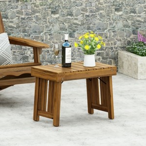 GDFStudio Karyme Outdoor Acacia Wood Folding Side Table with Slatted Top - 1 of 4