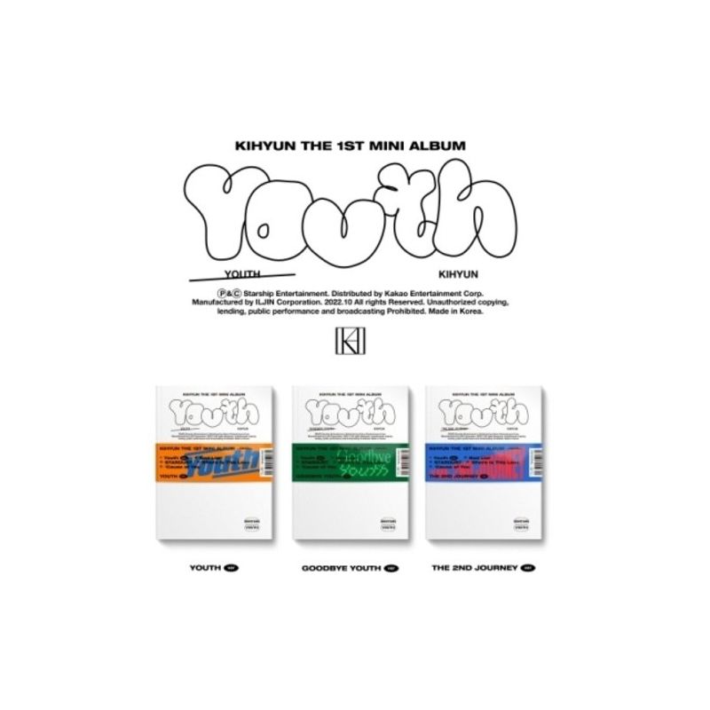Kihyun - Youth - 96pg Photo Book, Photocard + Travel Ticket (CD), 1 of 2