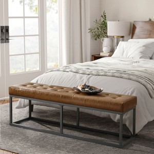 Patricio Mid-century Modern Vegan Leather Bench|ARTFUL LIVING DESIGN - 1 of 4