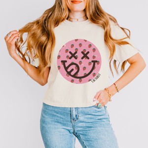Simply Sage Market S.W.Smiley Smiley Face Strawberries Boxy Crop Top - 1 of 4