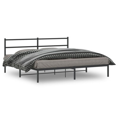 vidaXL Metal Bed Frame with Headboard Black 76 in.x79.9 in. King