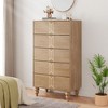 White 5 Drawer Dresser With Deep Drawers For Bedroom, Modern Wooden Chest Dresser With Deep Drawers With Vintage Pattern Design - 2 of 4