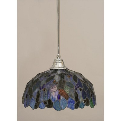 Toltec Lighting Any 1 - Light Pendant in  Chrome with 16" Blue Mosaic Art Glass Shade