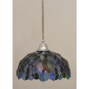 Toltec Lighting Any 1 - Light Pendant in  Chrome with 16" Blue Mosaic Art Glass Shade - 1 of 1