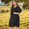 Agnes Orinda Women's Plus Size Square Neck Swiss Dots Wedding Empire Waist Ruffle Hem Chiffon Midi Dresses - 3 of 4