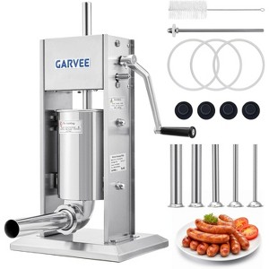 Vertical Sausage Stuffer, 5L/11LB Manual Meat Filler, 304 Stainless Steel with 5 Tubes & 2-Speed Gear, for Home and Commercial Use - 1 of 4