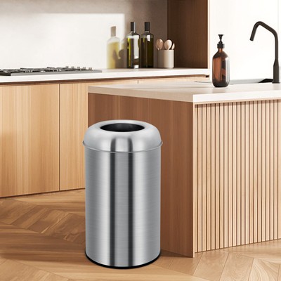 13 Gallon Stainless Steel Open Top Trash Can with Removable Inner Wastebasket