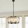 Modern Ripple Glass Drum Chandelier, Black and Gold Pendant Light Fixture for Dining Room or Foyer - 3 of 4