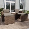 Emma and Oliver Indoor/Outdoor Modular Loveseat Sofa Set with Ottomans and Glass-Top Table - 4 of 4