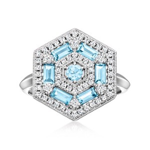 Ross-Simons 3.70 ct. t.w. Sky Blue and White Topaz Vintage-Style Ring in Sterling Silver - 1 of 4